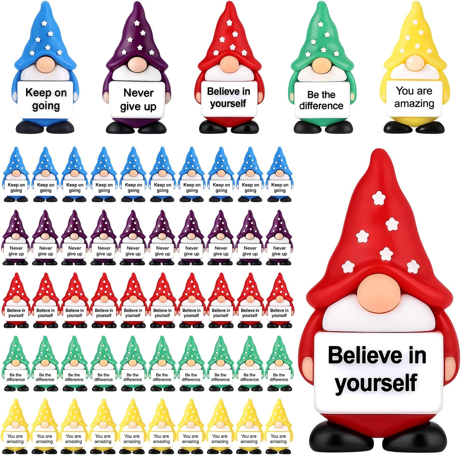 Gejoy 50 Pcs Mini Rubber Gnome Toys Positive Mini Gnomes Figures to Hide Emotional Uplifting Gifts Decorations and Encouragement Christmas Motivational Gifts for Colleague Staff Teacher