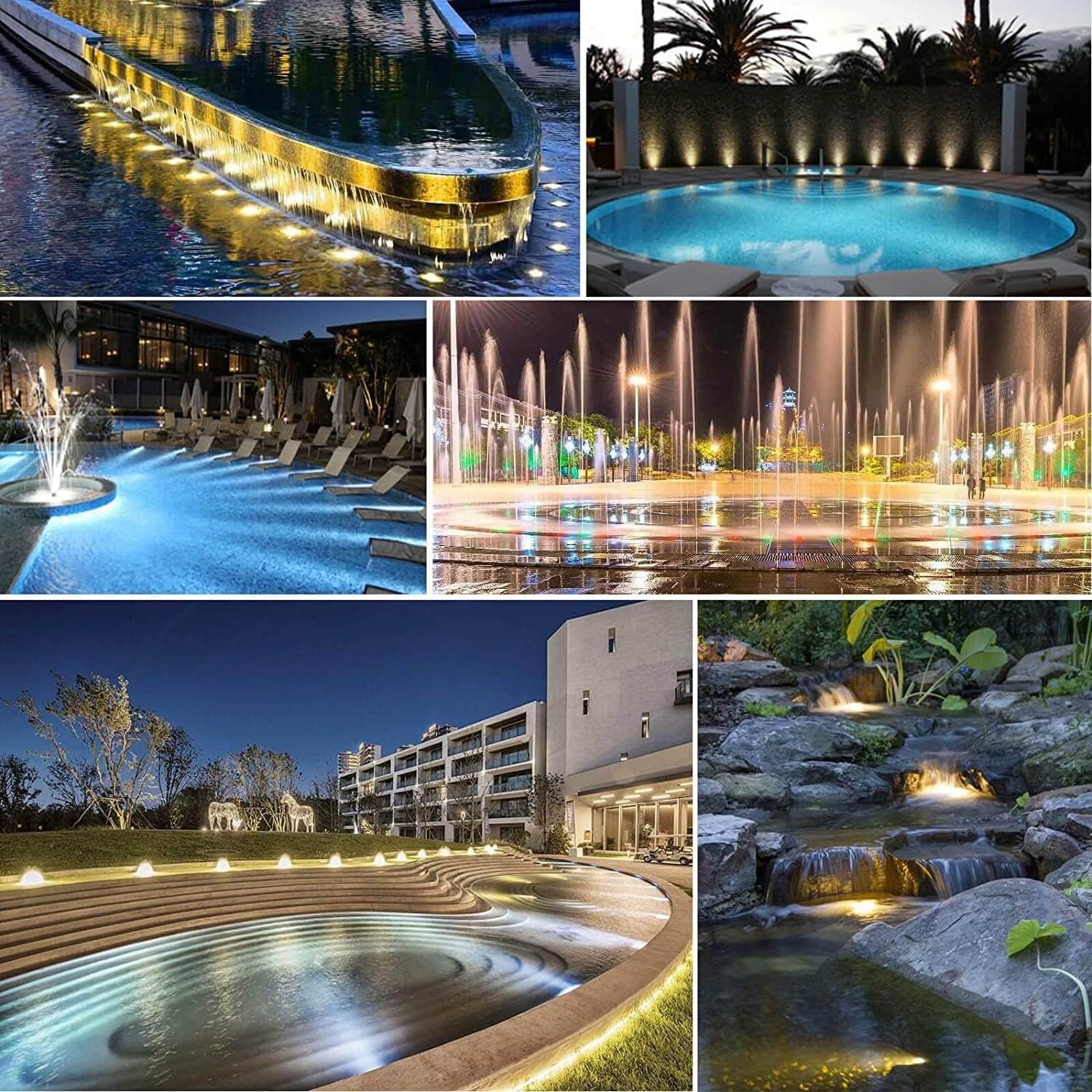 JSN&PC LED Underwater Lights 24W Warm White Color DC12V Pond Light for Party Swimming Pool Home Garden Fountain Water Rockery Grass Land