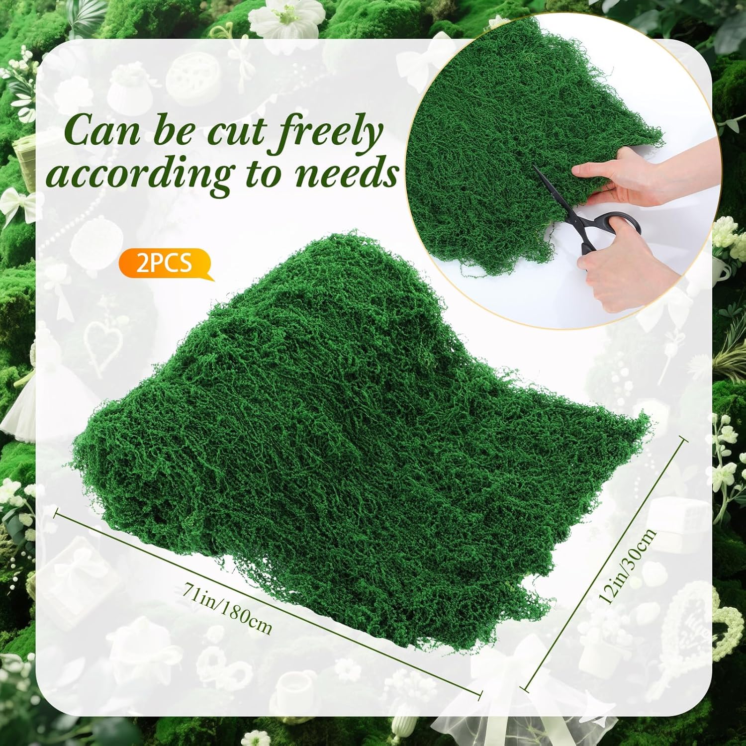 Zeyune 2 Pcs Christmas Fake Moss Table Runner for Crafts 12'' x 71'' Artificial Moss Sheet Roll Waterproof Carpet Blanket for Wall Roof Garden Wedding Birthday Party Table Decoration (Dark Green)
