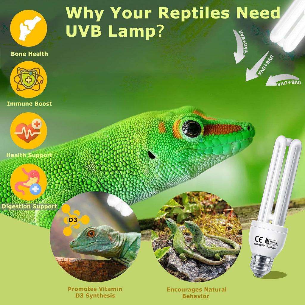 Linear UVB 5.0 Tube 26W, Compact Fluorescent Tropical Lamp, UVB Bulb for Reptile, Chameleon, Iguana, Tree Frog, Ideal Light for Amphibian Habitat & Terrarium Tank