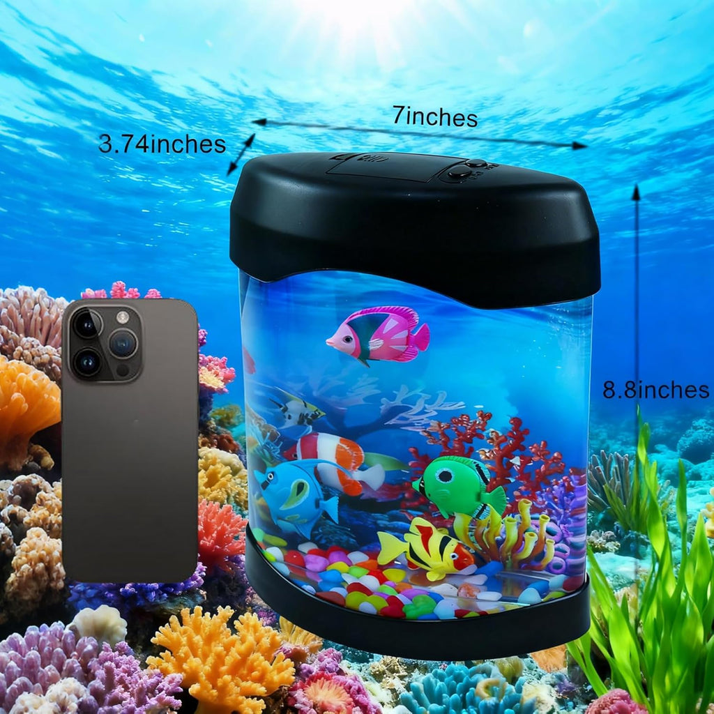 Toycol Fake Fish Lamp, Mini Aquarium Light with 6-Color Changing, 5 Fake Fish Table Lamp, Aesthetic & Safety & Humanization, Decor for Home Office Party, Great Gifts for Kids and Adults