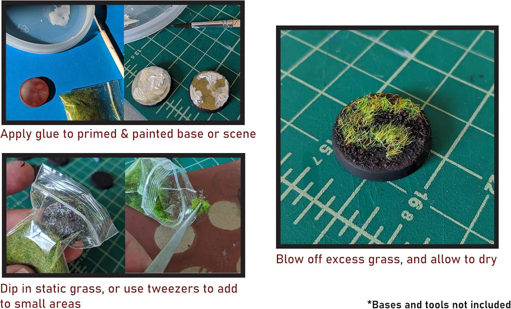 Static Grass, Bright Green - 2mm Length Fibers - Master Quality Base & Scenery Flock - Realistic Texture & Detail - for 28mm Scale Table Top War Game Miniatures - Made in USA
