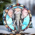 Touber Christmas Ornament, Christmas Decoration, Holiday Present Idea, Heirloom Keepsake, Round Ceramic, Gift Exchange, Gift Idea, Elephant
