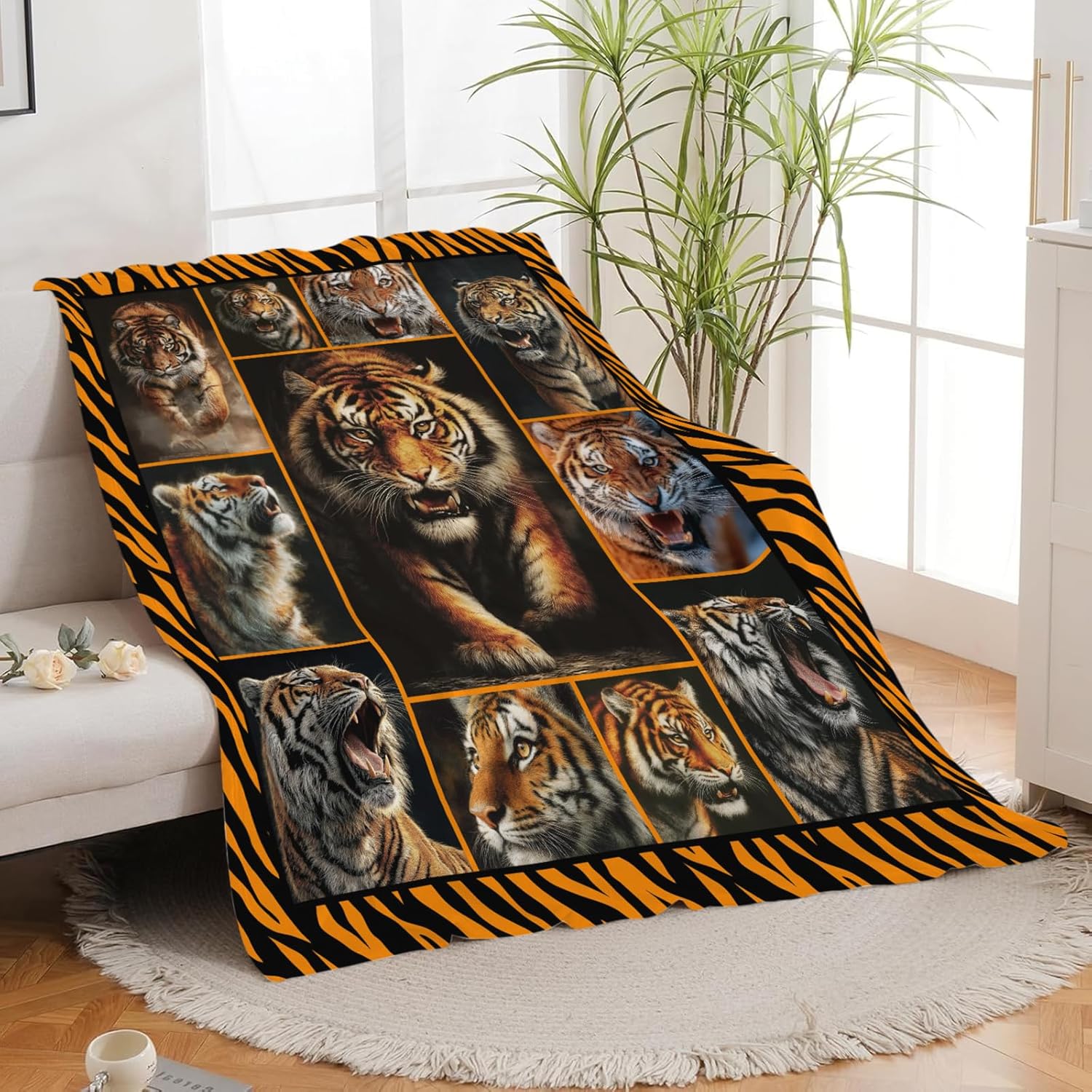 Tiger Throw Blanket Tiger Stuff Gifts for Kids Girls Boys Adults Women Men Soft Cozy Warm Plush Fluffy Fuzzy Fleece Blanket Decor 50''X60''