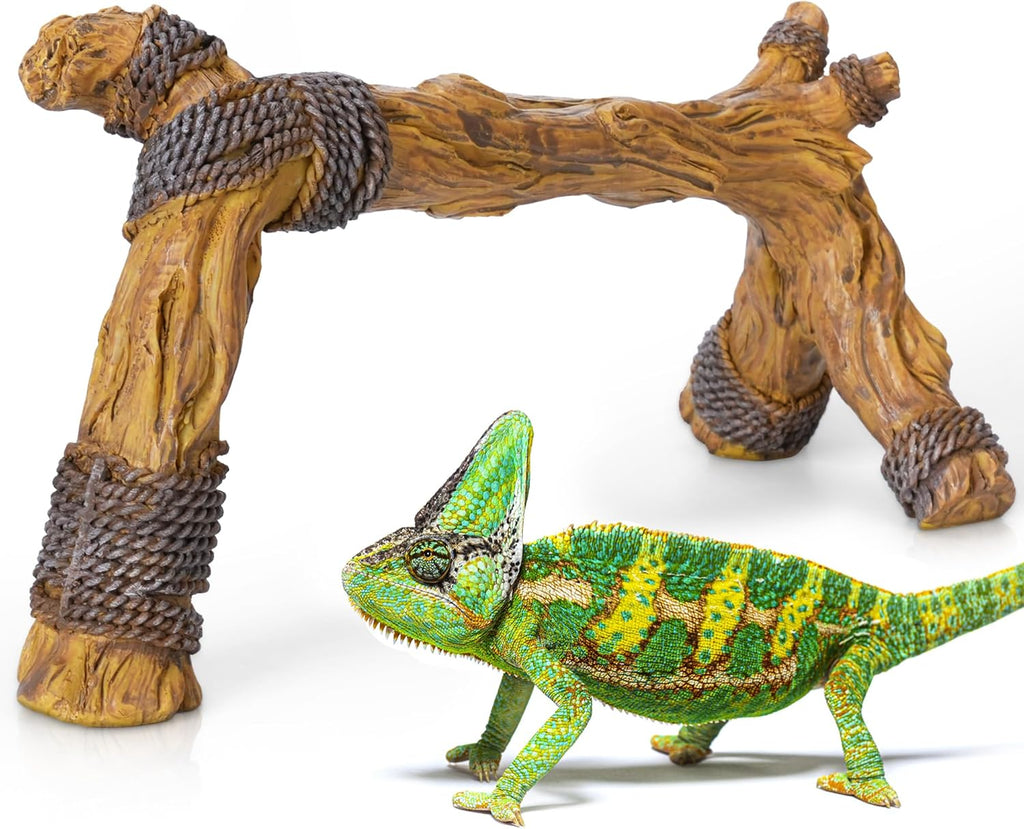 Lifelike Resin Climbing Trunk Branch Decor for Reptile Terrarium, Reptile Vivarium Habitat Decoration for Bearded Dragons, Geckos, Lizards, Snakes, 8.8 Inch