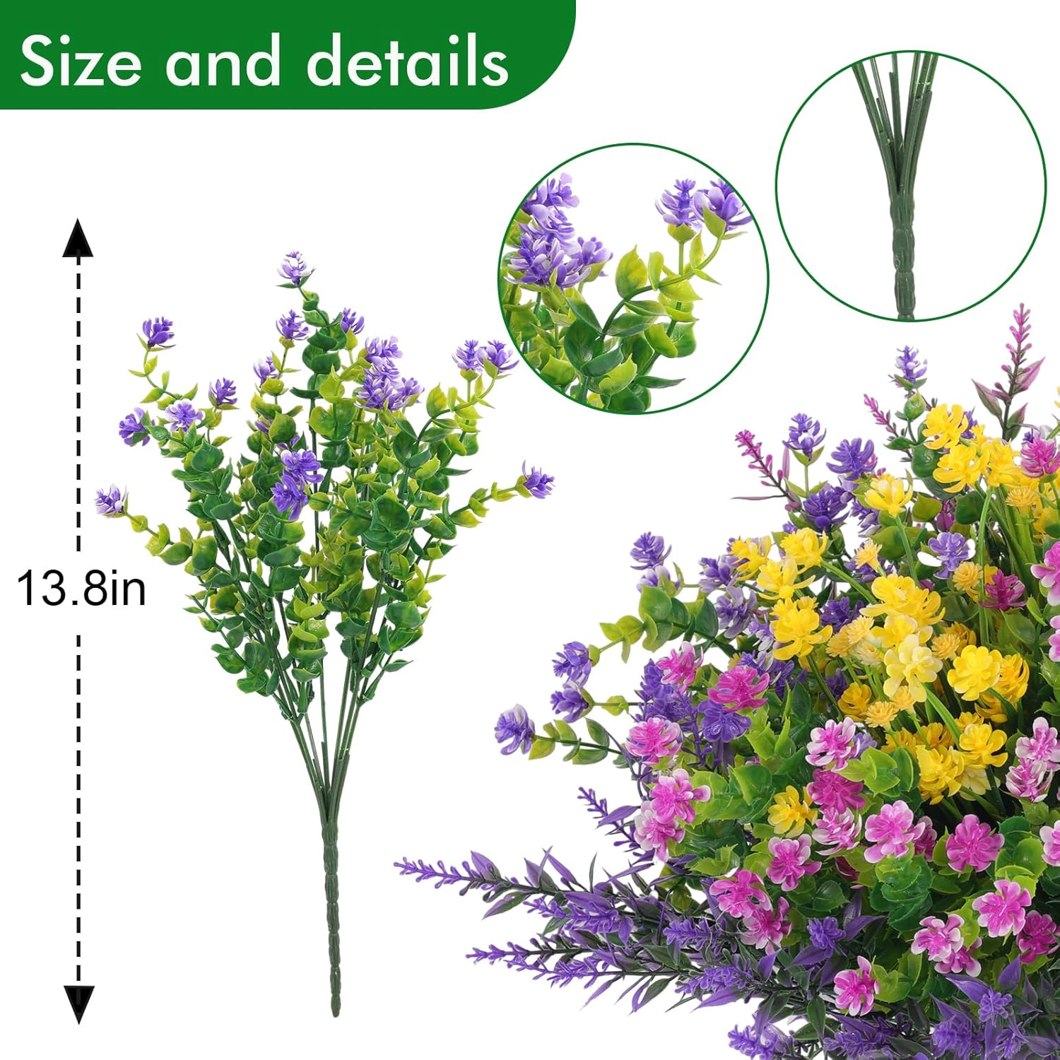 Hananona 24 Pcs Bundles Artificial Flowers Outdoor, Faux Artificial Plants Shrubs Plastic Flower Bulk for Hanging Planter Porch Window Home Wedding Fall Summer Decor (24, Multiple Color)