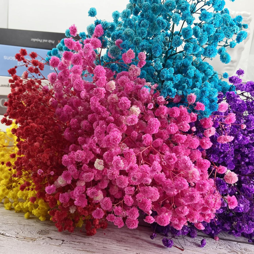 Preserved Baby's Breath, 100% Natrual Gypsophila Long Lasting Flowers for Vase Arrangements Home Decoration Photo Props Parties and Weddings, DIY Décor-Blue