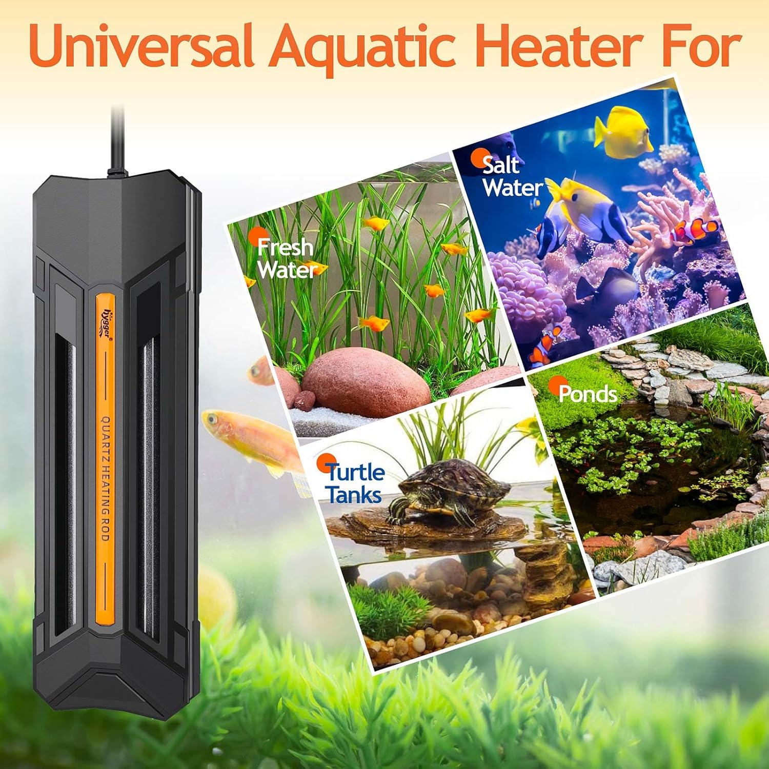 hygger 500W Aquarium Heater with Controller, Adjustable & Submersible Fish Tank Heater with Digital Display Safety Triple Protection Beeping Alarm for Saltwater and Freshwater 65-135 Gallon