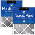 Nordic Pure 20x25x1 (19 1/2 x 24 1/2 x 3/4) Furnace Air Filters MERV 12 Pleated Plus Carbon 2 Pack