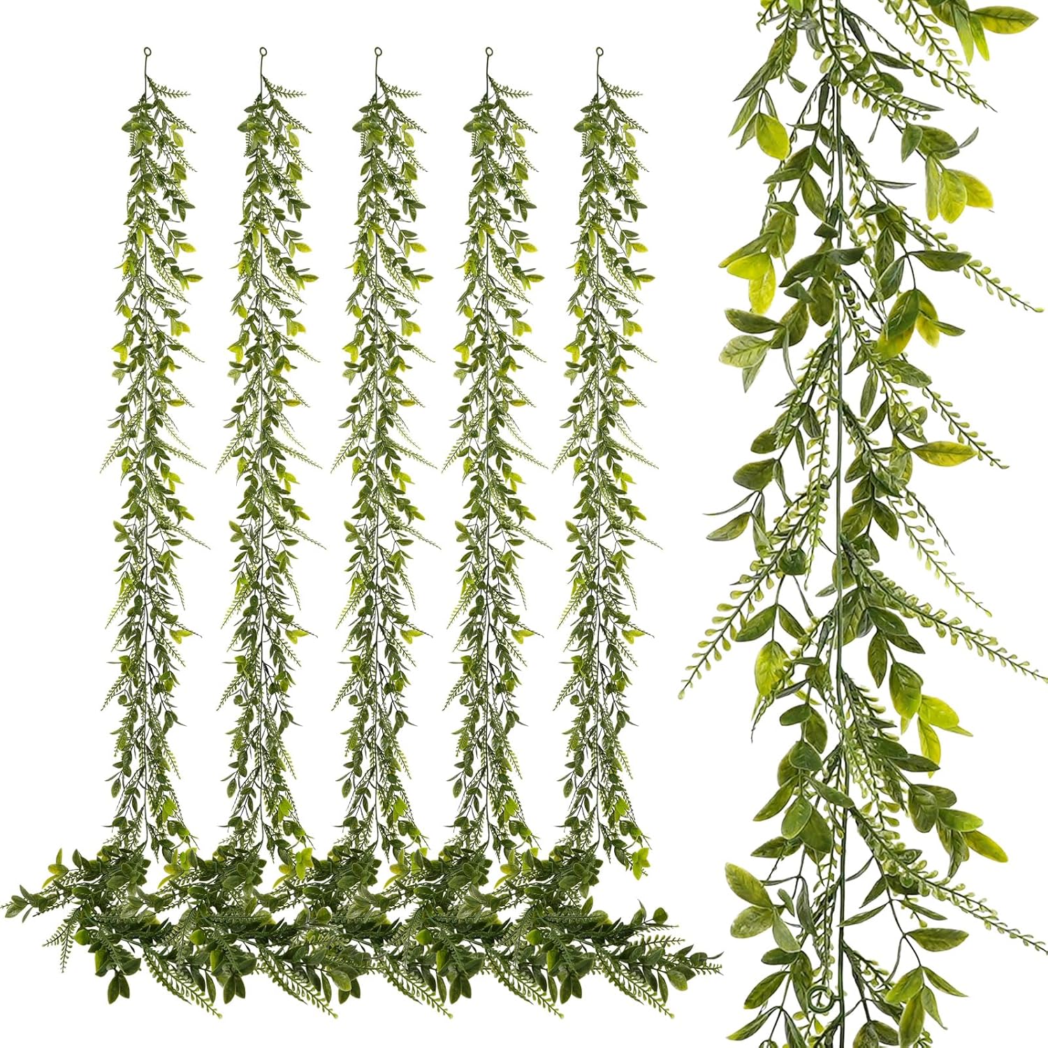 6 Pack 5.57ft Artificial Greenery Garland, Leaf Garland for Room Decor, Garlands for Decoration, Fake Vines Hanging Plants for Home Bedroom Garden Wall Wedding Decor-042