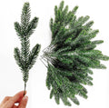 TIHOOD 25PCS 11.8” Artificial Flocking Pine Picks Snow Forest Artificial Pine Needles Branches Christmas Fake Greenery Tree Branches DIY Leaves for Christmas Wreaths Garden Party Holiday Decor