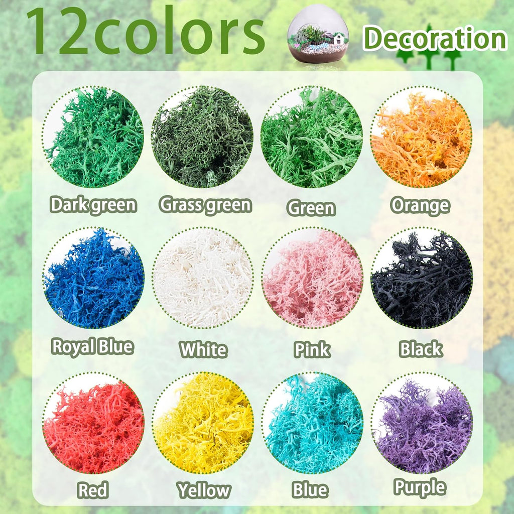 3.5 oz Artificial Moss for Plants Indoor, Fake Moss Preserved Reindeer Moss for Centerpieces Decor,Faux Moss for Moss Decor Home Decor Potted Plants Crafts Wedding Wall Decor(Royal Blue)