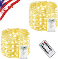 2 Pack Total 40FT 120LED Fairy Lights Battery Operated with Rmote, Waterproof Twinkle Lights with Timer Indoor Outdoor, Cuttable String Light for Bedroom, Classroom, Wedding, DIY, Christmas Decor