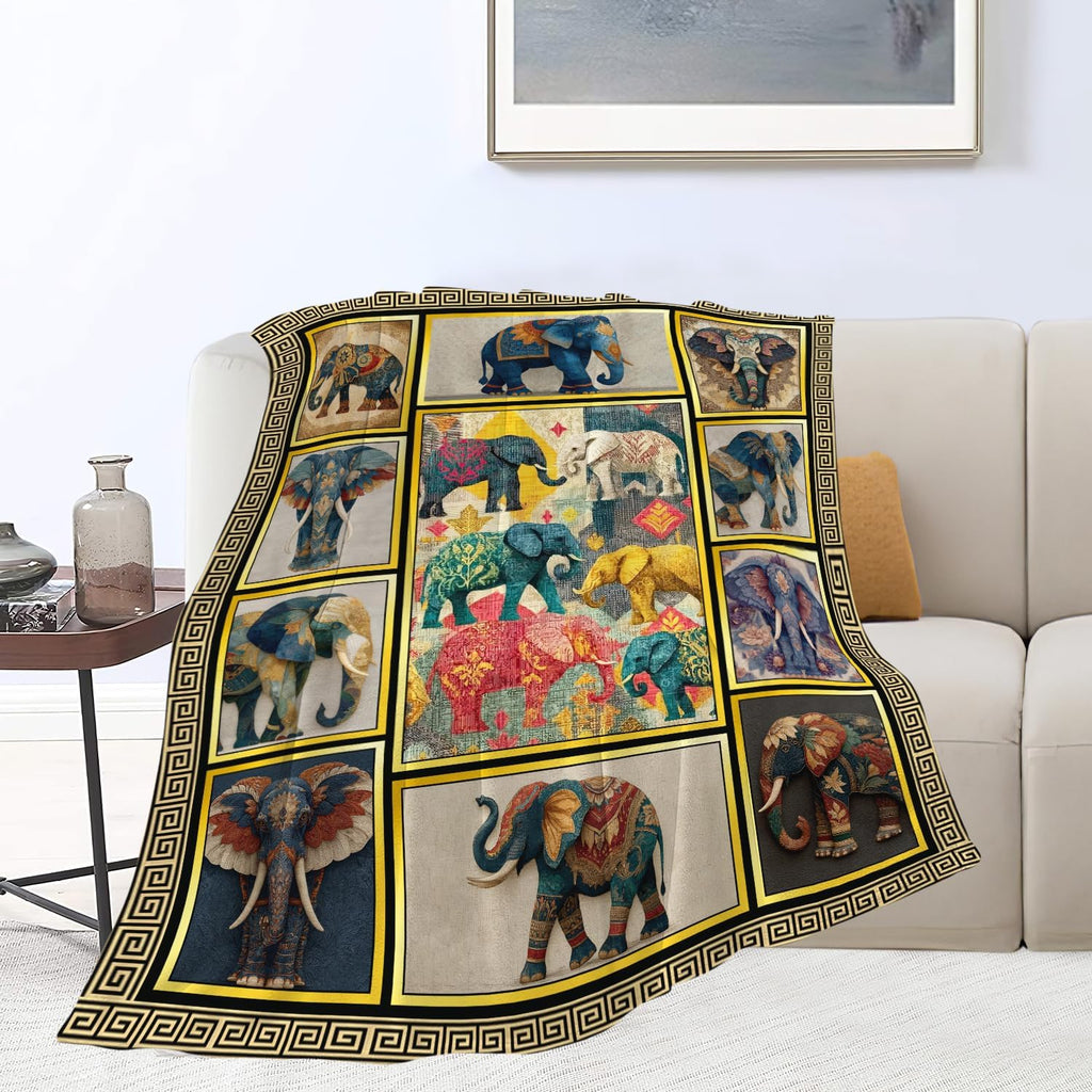 Elephant Throw Blanket Elephant Stuff Gifts for Kids Girls Boys Adults Women Men Soft Cozy Warm Plush Fluffy Fuzzy Fleece Blanket Decor 50''X60''