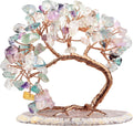 mookaitedecor Natural Fluorite Crystal Money Tree Agate Slice Base Feng Shui Bonsai Crystal Tree for Wealth Luck Desk Decor, 3-4 Inch High
