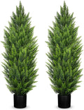 Briful 4ft Cedar Topiary Trees Artificial Outdoor Set of 2, Realistic Faux Cedar Pines with Pots, UV Resistant Christmas Greenery for Holiday Decor, Indoor Farmhouse Entryway Patio Door Plants