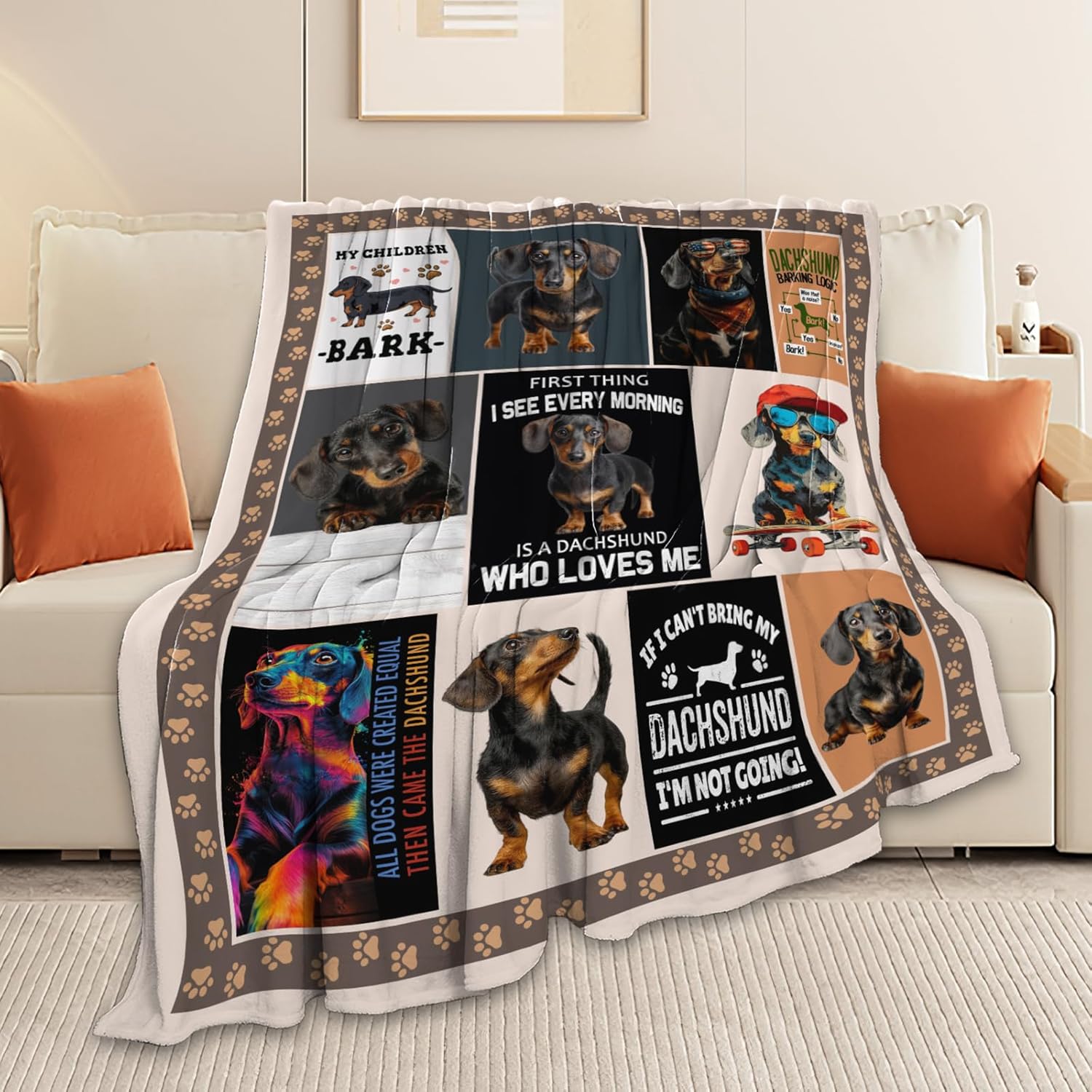 Dachshund Throw Blanket Weiner Dog Dachshund Puppy Stuff Gifts for Dog Lover Kids Girls Boys Adults Women Men Soft Cozy Warm Plush Fluffy Fuzzy Fleece Blanket Decor 40''X50''