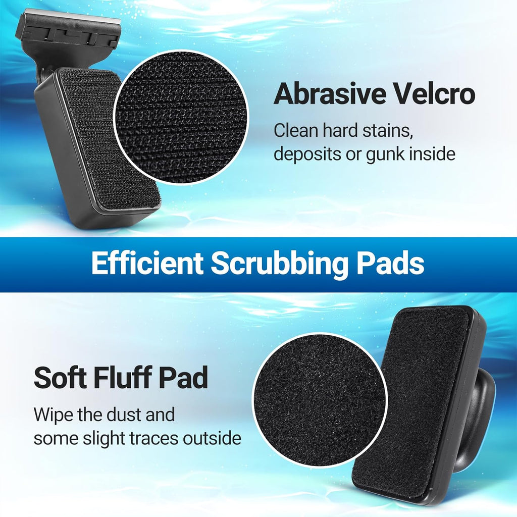 Aquarium Magnet Glass Cleaner, Magnetic Fish Tank Cleaner with Algae Scraper, Double Sided Cleaning Scrubber Brush with Handle, Titanium Blade, Self-Floating, Fit Max 1/4" Thick Glass, Medium