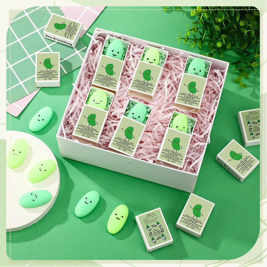 Wettarn 40 Sets Appreciation Pickle Gifts Cute Stress Balls with Support Gift Boxes Inspirational Party Favors for Employee Coworker Friends Office Positive Relief Toys, Luminous