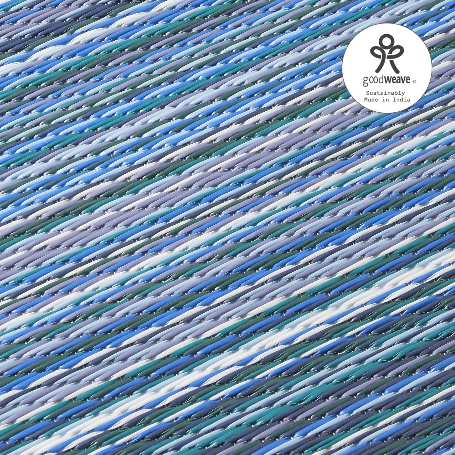 Fab Habitat Outdoor Rug - Waterproof, Fade Resistant, Crease-Free - Premium Recycled Plastic - Striped - Large Patio, Deck, Sunroom, Camping, RV - Cancun - Indigo - 6 x 9 ft