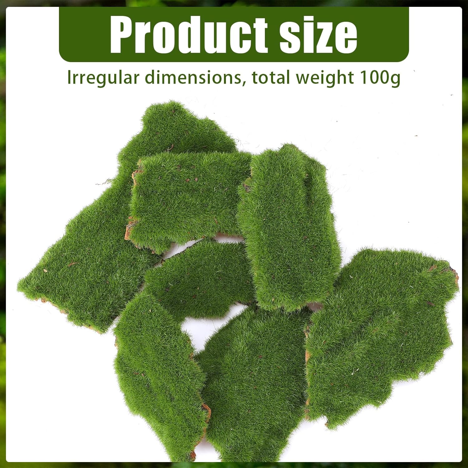 Decorative Moss for Crafts, Artificial Fake Moss Tree Bark, Realistic Fake Mosses for Wedding Christmas Fairy Gardens Terrariums Floral Arrangements(Natural Green, 100g)