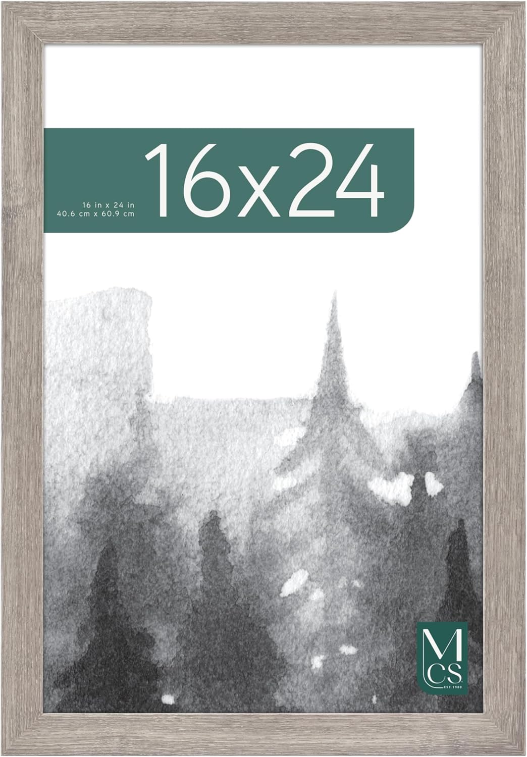 MCS Museum Poster Frame 16x24 Barnwood, Vertical & Horizontal Wall Hanging Large Picture Frame for Photos, Posters & Art Prints (1-Pack)