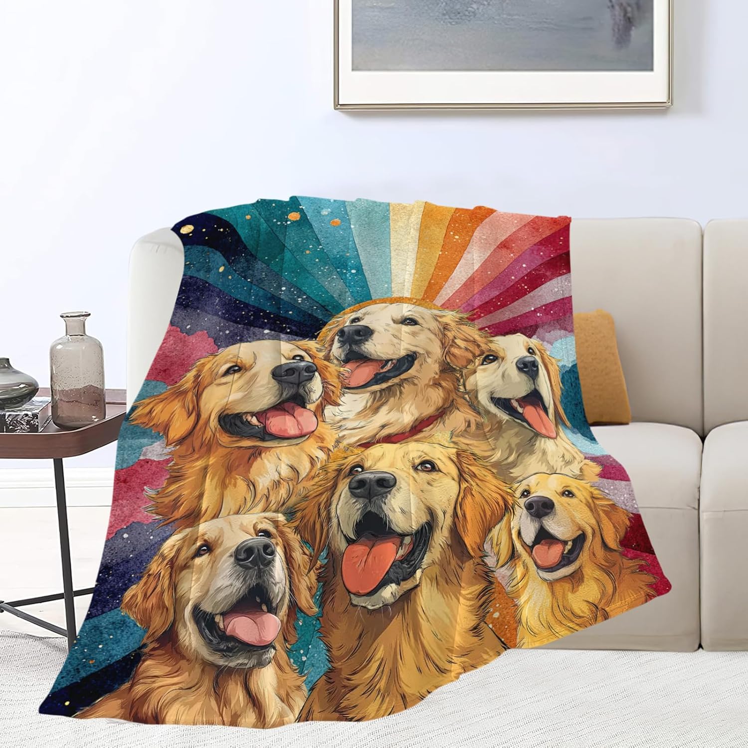 Golden Retriever Throw Blanket Golden Retriever Puppy Stuff Gifts for Dog Lover Kids Girls Boys Adults Women Men Soft Cozy Warm Plush Fluffy Fuzzy Fleece Blanket Decor 50''X60''
