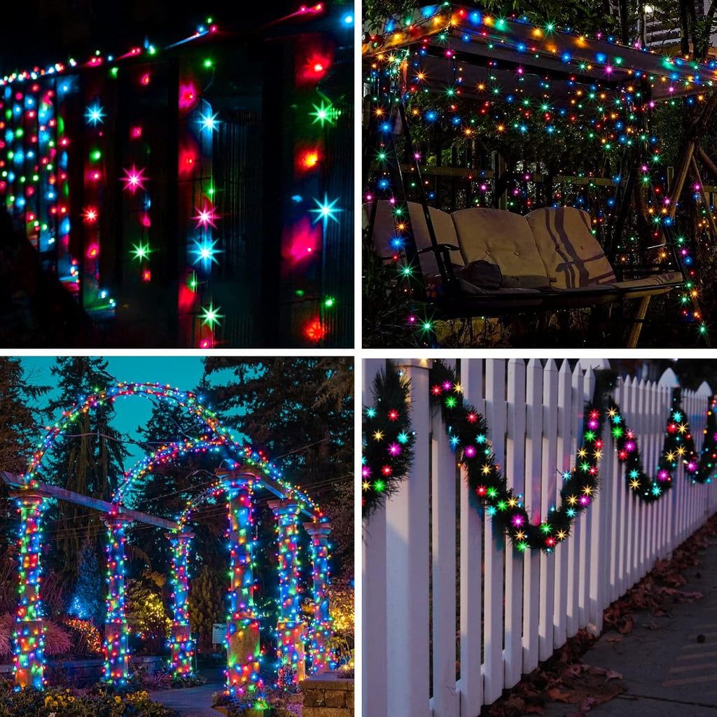 suddus 5 Colors Solar String Lights, Solar Christmas Lights Outdoor Waterproof with 8 Lighting Modes, Multi Colored 100LED Christmas String Lights for Indoor Patio Yard Trees Holiday Decoration