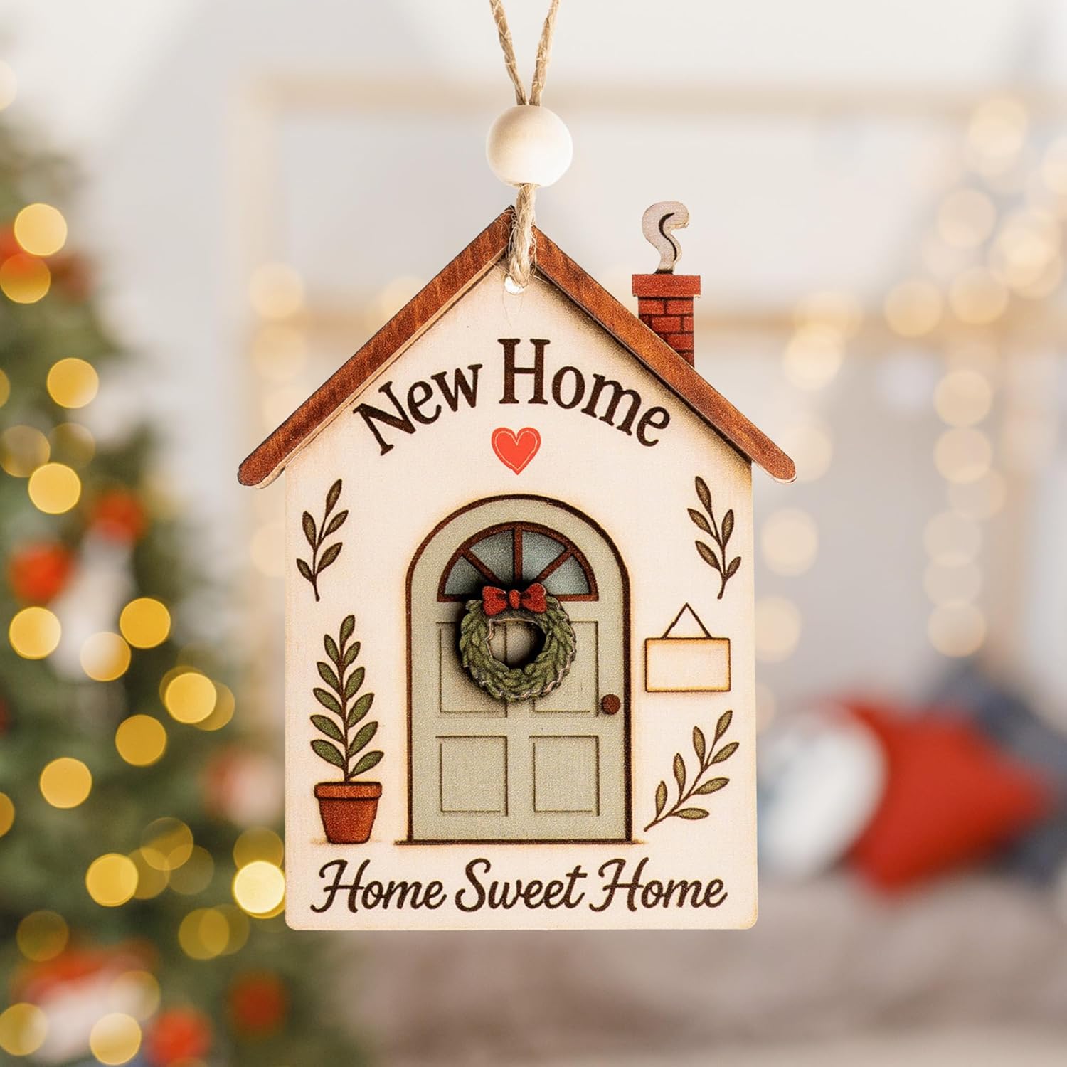 New Home Ornament 2025 - New House Gift Ideas - Housewarming Gifts New Home - Xmas Ornament for Tree - Wooden Christmas Ornaments - White Elephant Gifts - Xmas Tree Decoration