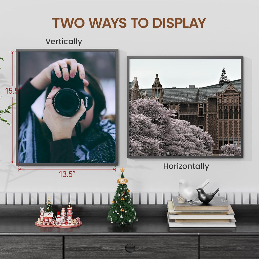 Heimlove 14x16 Metal Picture Frame,Black Aluminum Photo Frames-Real Tempered Glass,Wall Gallery Poster Puzzles Artwork frame Mounting Horizontally or Vertically Decor for Wall-1Pack