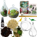 Cute Farms Terrarium Starter Kit with Glass | Moss, Vermiculite, Soil, Plant Food, Finishing Tool, Miniature Dinosaurs, Build and Care Guide