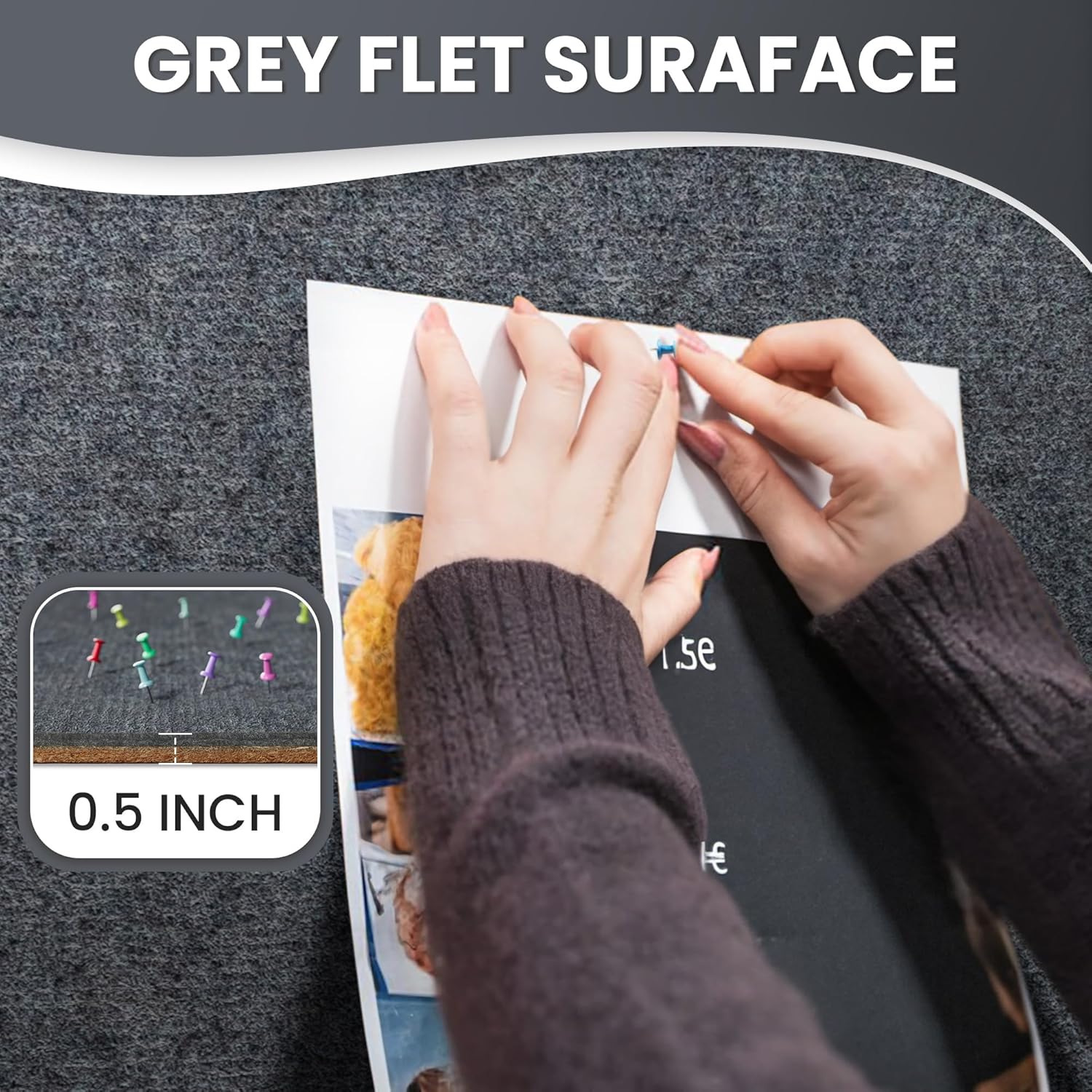 72"x36" Lockable Enclosed Bulletin Board, Outdoor Flet Weather-Resistant Aluminum Frame Notice Board, Wall Mounted Display Case Acrylic Doors for School,Office,Silver Frame w/Grey Flet