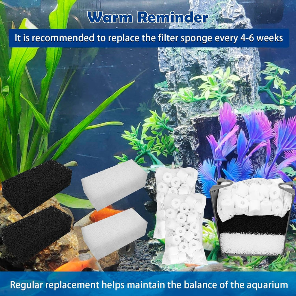 Aquarium Filter Media Replacement for AquaClear 50 Power Filter, Three-Stage Filtration Tank Filter Maintenance Kit, Fish Tank Filter for 20- to 50-Gallon Aquariums