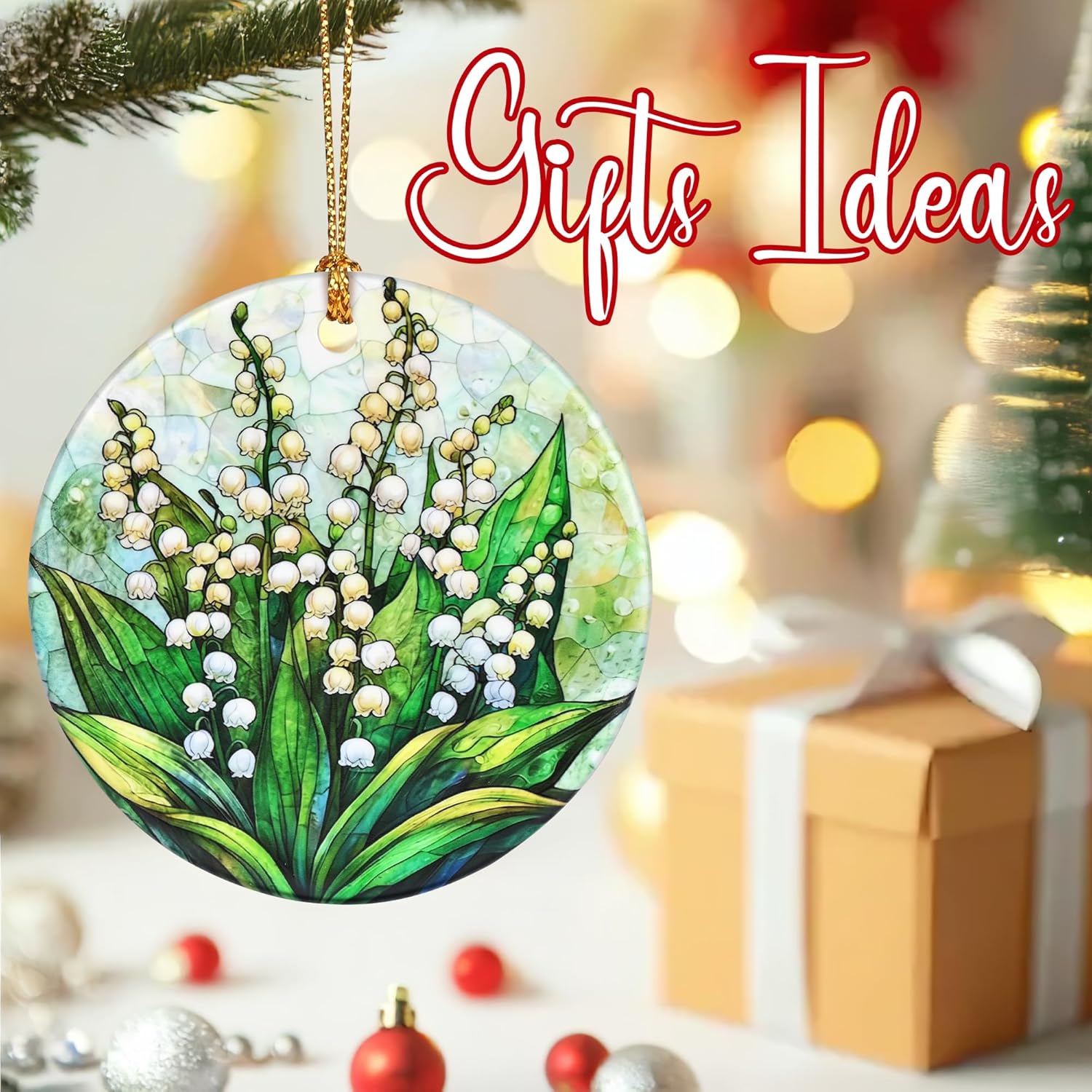 Christmas Ornaments, Lily of The Valley Flower Ornament, Christmas Tree Ornaments, Xmas Decorations, Holiday Decorations, Gifts for Flower Lovers, Holiday Party Gifts, and Xmas Gift Ideas