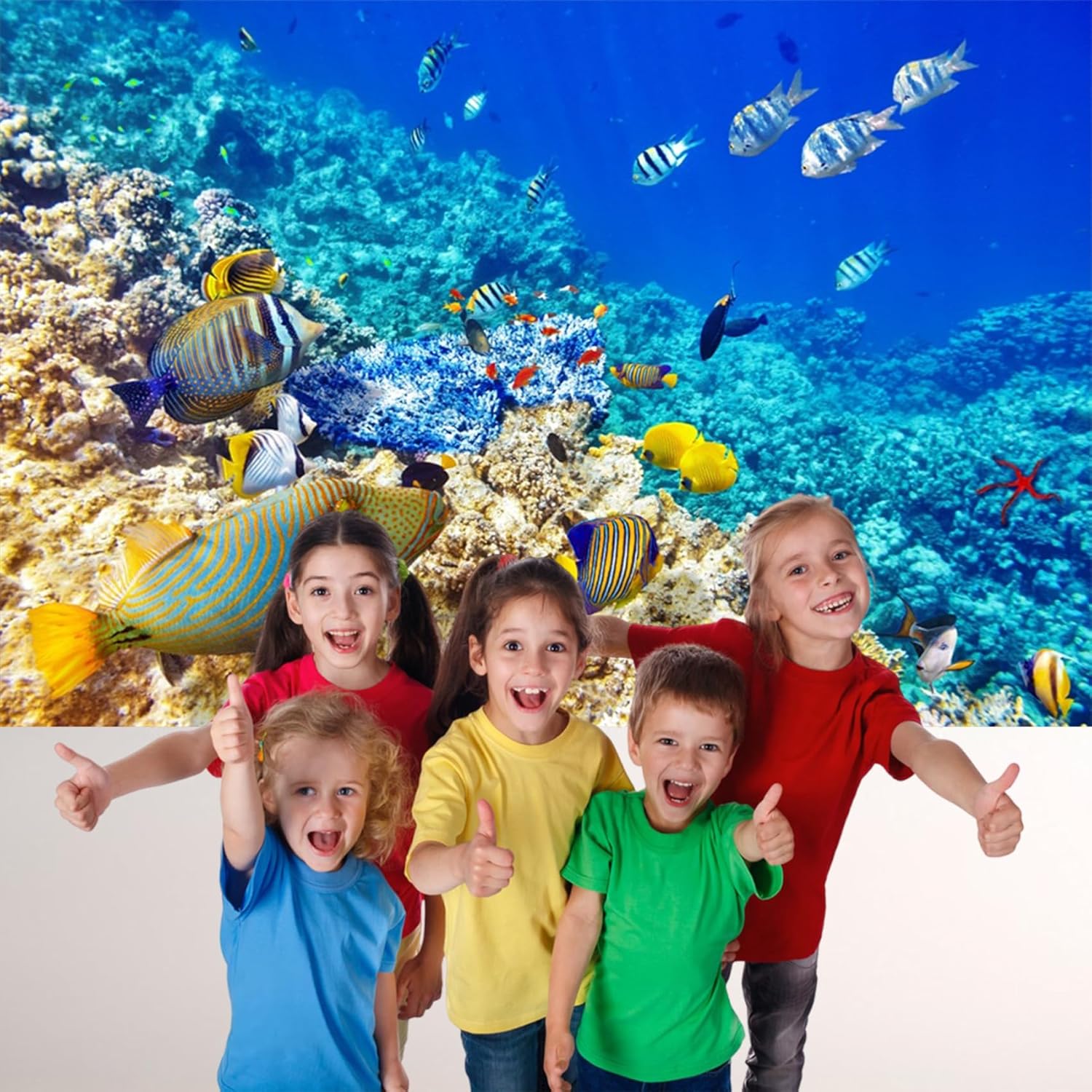 AOFOTO 8x6ft Coral and Tropical Fish in The Sea Backdrop Underwater Seascape Photography Background Marin Aquarium Ocean Diving Atoll Reef Summer Holiday Travel Photo Studio Props Vinyl Wallpaper