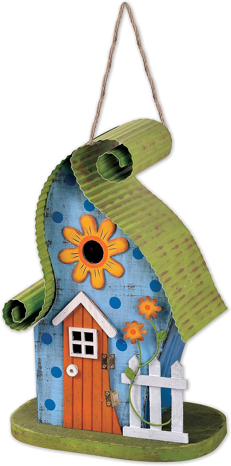 Sunset Vista Designs Country Gardens Getaway Fairytale Decorative Birdhouse, Green & Blue