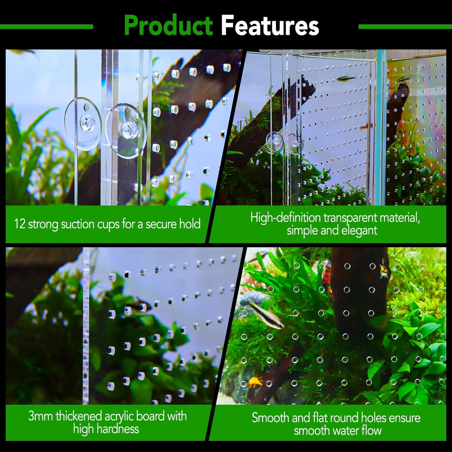 Adjustable Acrylic Aquarium Divider Set - Universal Fish Tank Separator for Multi-Purpose Fish Isolation (2 Sizes Optional (9.4''x11'')