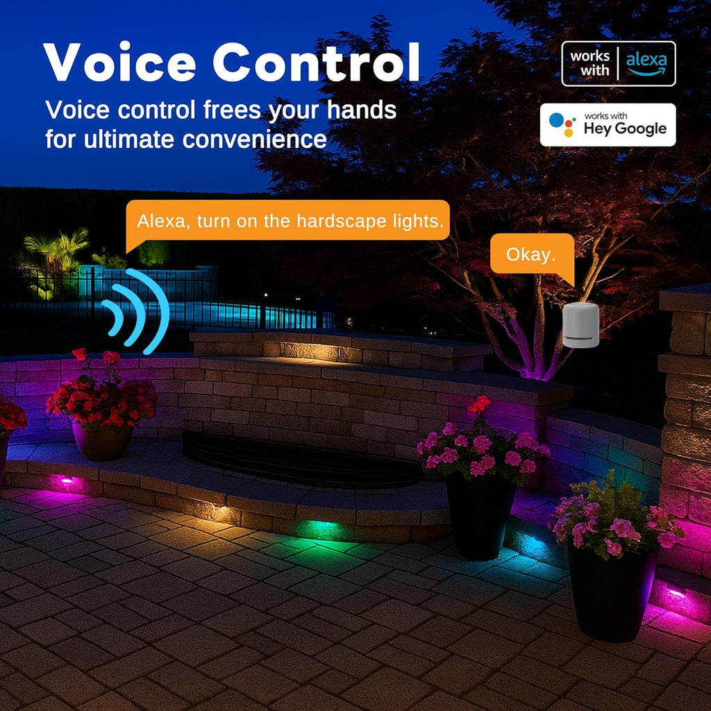 Gardenreet Solid Brass Hardscape Lights, Adjustable RGBCCT Color Changing, Low Voltage 12V Smart LED Retaining Wall Lights, 3W 210LM 7 Inch Waterproof Outdoor for Step, Deck, Patio 4 Pack