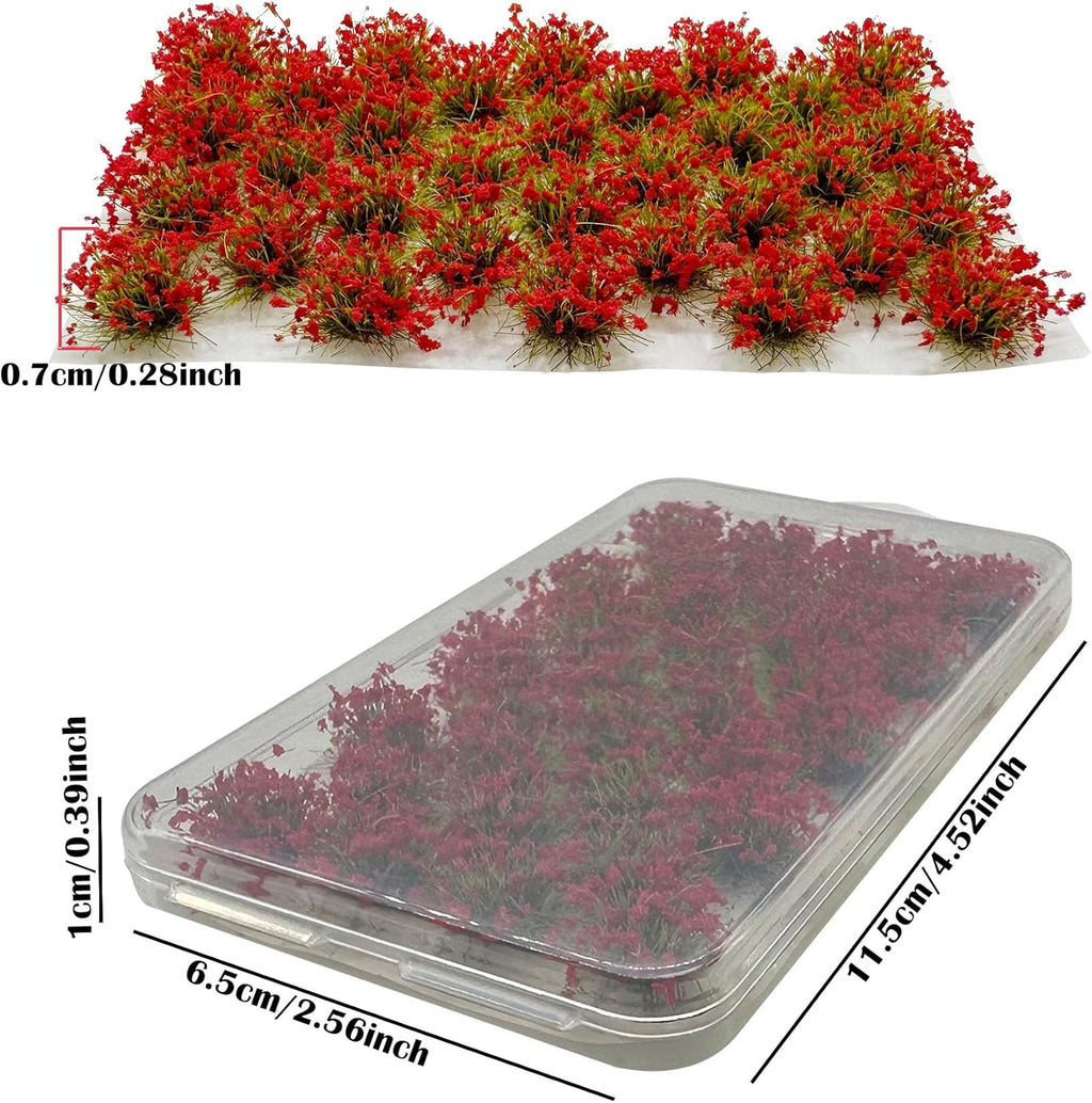 Woohome Static Grass Tuft Model Gras s Tufts, 32 PCS Railway Artificial Grass Red Bushy Tuft Flower Cluster Vegetation Groups for DIY Architecture Building Model Train Landscape Railroad Scenery