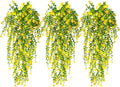 RECUTMS Outdoor Fake Hanging Plants,Hanging Plant Vine with Lights,Faux Eucalyptus Leafs Greenery Vine Plant Faux Plants Fake Plants Greenery for Jungle Theme Party Wedding Decoration(Yellow)