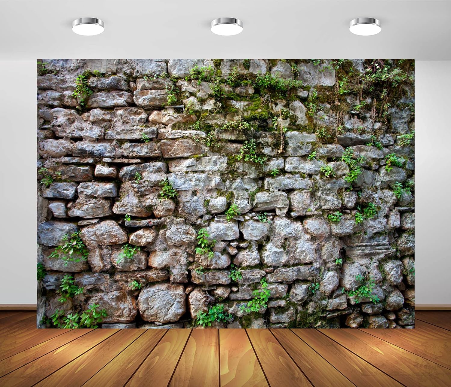 BELECO 10x6.5ft Fabric Vintage Brick Stone Wall Backdrop for Photography Overgrown Wall Ancient Rock Wall Textured Background Medieval Castle Stone Wall for Party Decorations Studio Booth Photo Props