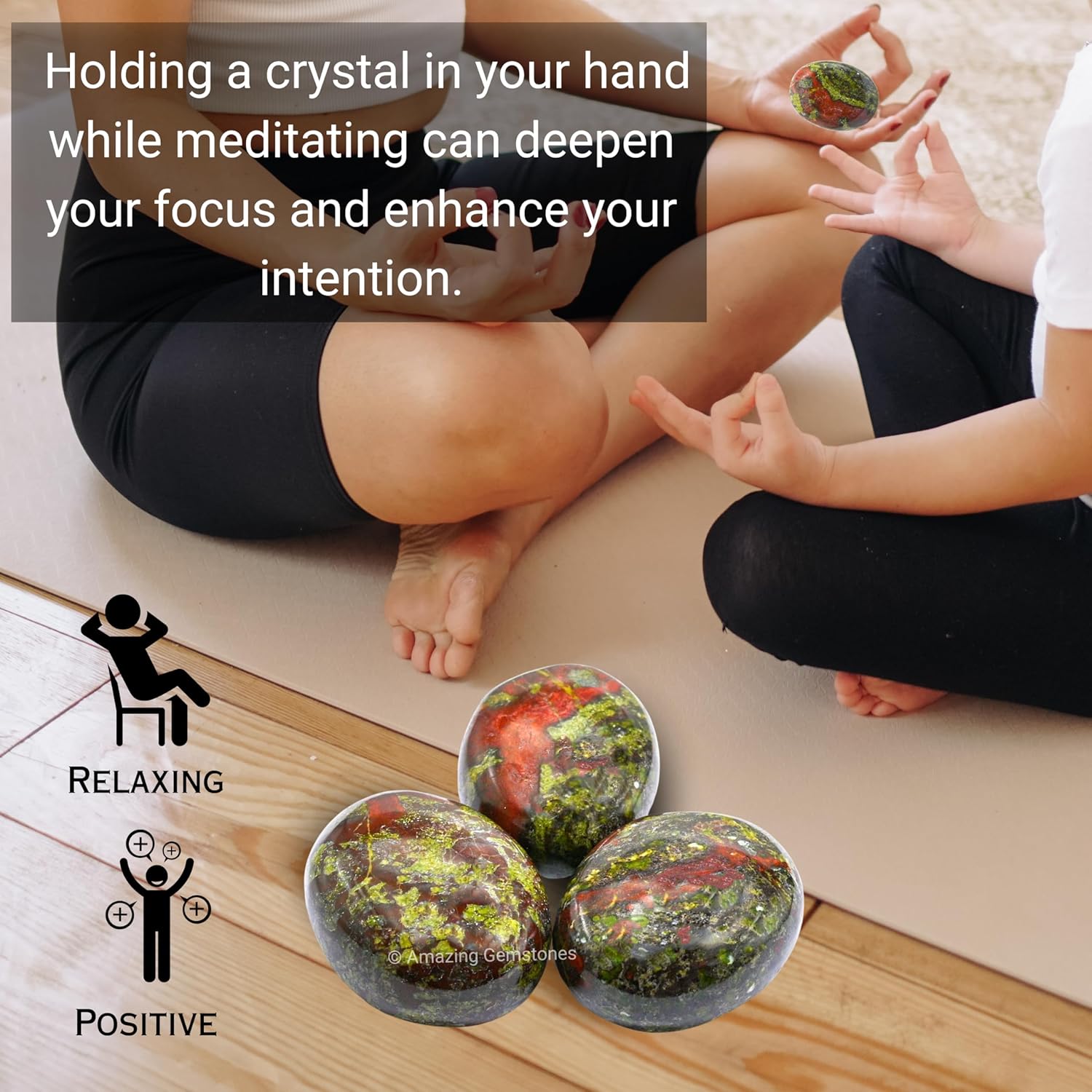 Amazing Gemstone Dragon Bloodstone Crystals and Healing Stones - Large Palm Stone Crystals Piedra - Crystal for Good Luck, Positive Energy, Meditation - Unique Stocking Stuffers and Birthday Gifts
