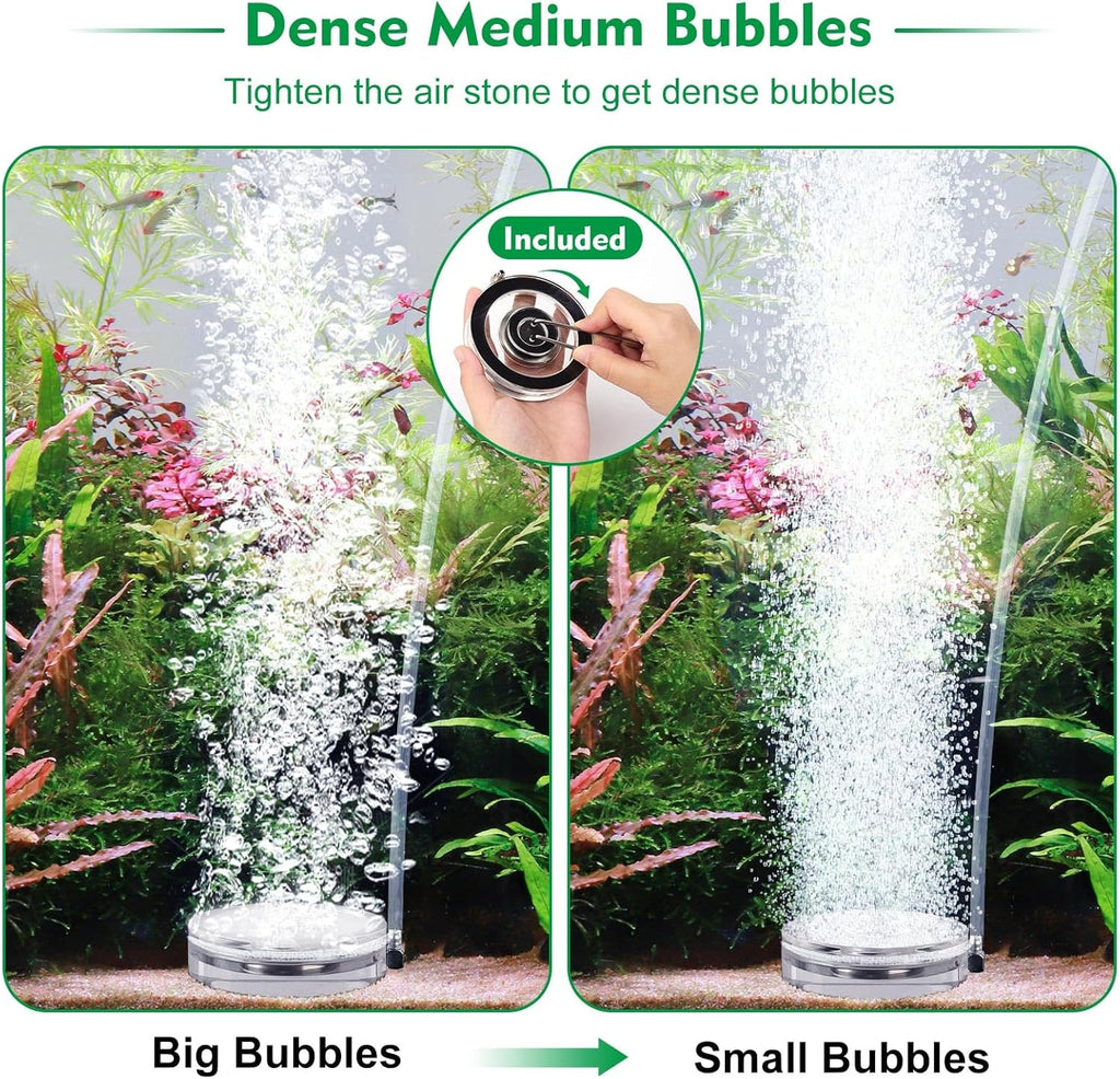 hygger Air Stones for Aquariums, Transparent Acrylic Fish Tank Bubbler Kit with Air Tube, Ultra Silent Bubble Stone Super-High Dissolved Oxygen Diffuser for Aquarium Fish Tank and Hydroponic