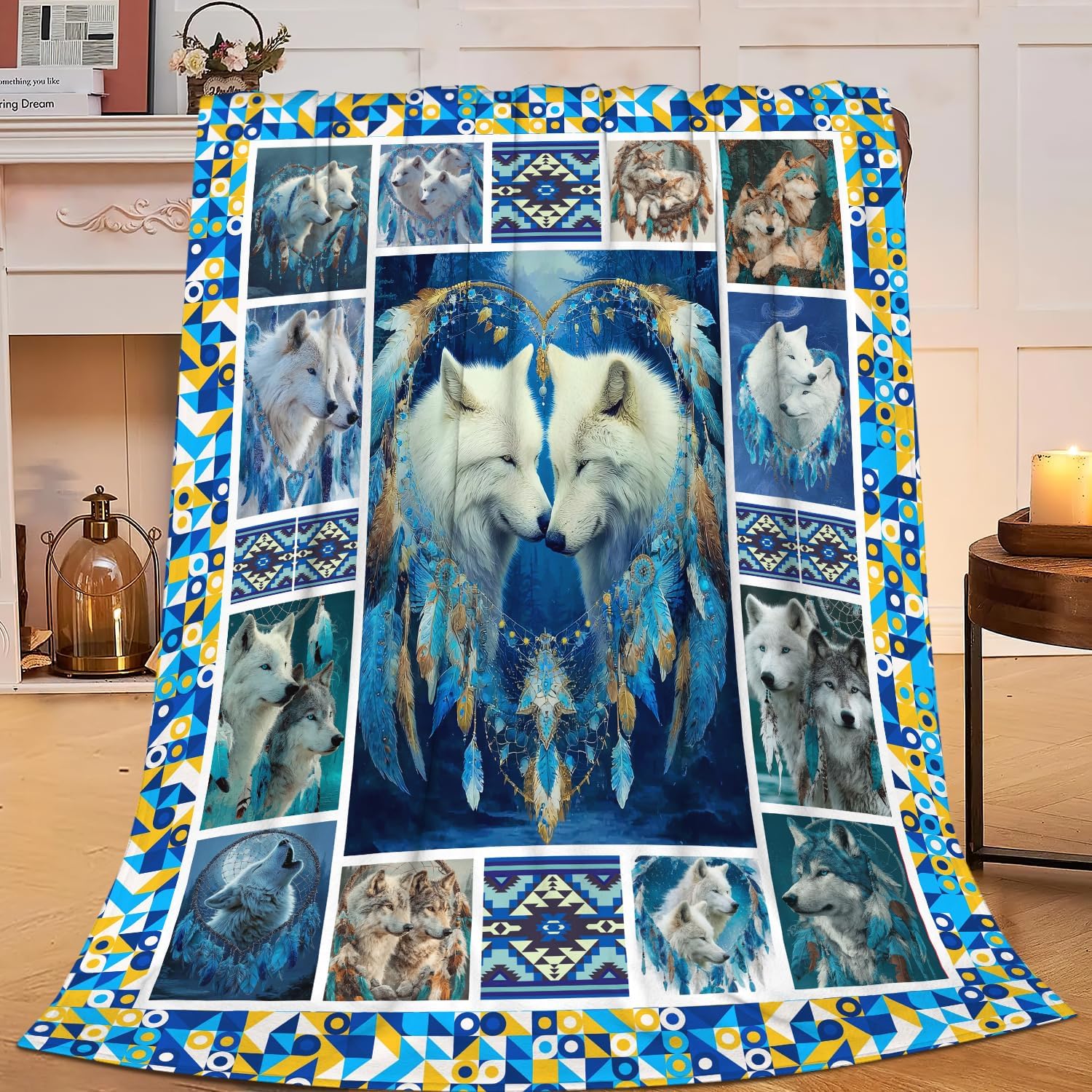Wolf Throw Blanket Wolf Stuff Gifts for Kids Girls Boys Adults Women Men Soft Cozy Warm Plush Fluffy Fuzzy Fleece Blanket Decor 60''X80''