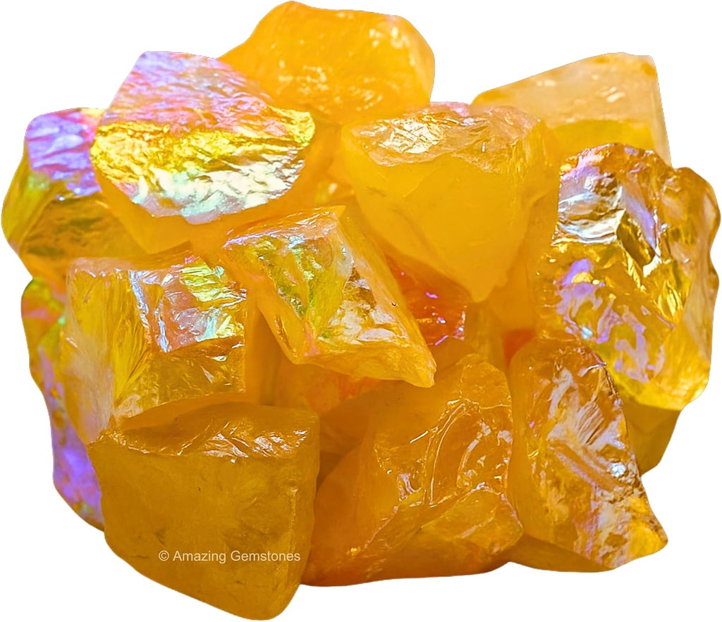 Amazing Gemstone 2 Pieces Yellow Aura Quartz Raw Crystals and Healing Stones, Natural Rocks for Meditation and DIY Raw Stones and Crystals