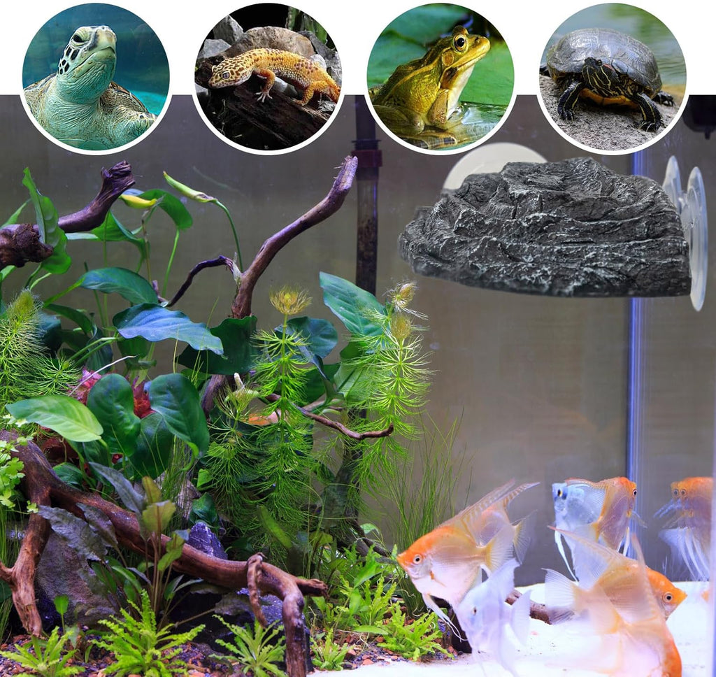 Turtle Basking Platform for Aquatic Pets - Extra Large Basking Platform for Aquatic Turtles with 3 Strong Suction Cups, Floating Resting Dock for Turtle Tank & Aquarium