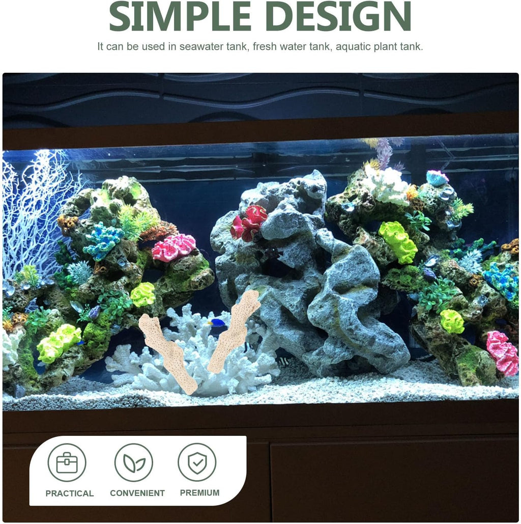 Toyvian Crushed Coral Fish Tank Aquarium Filter Media with Mesh Bag, Reusable Pond Filtration Media, Natural Coral Aquarium Substrate, Beige, 500g