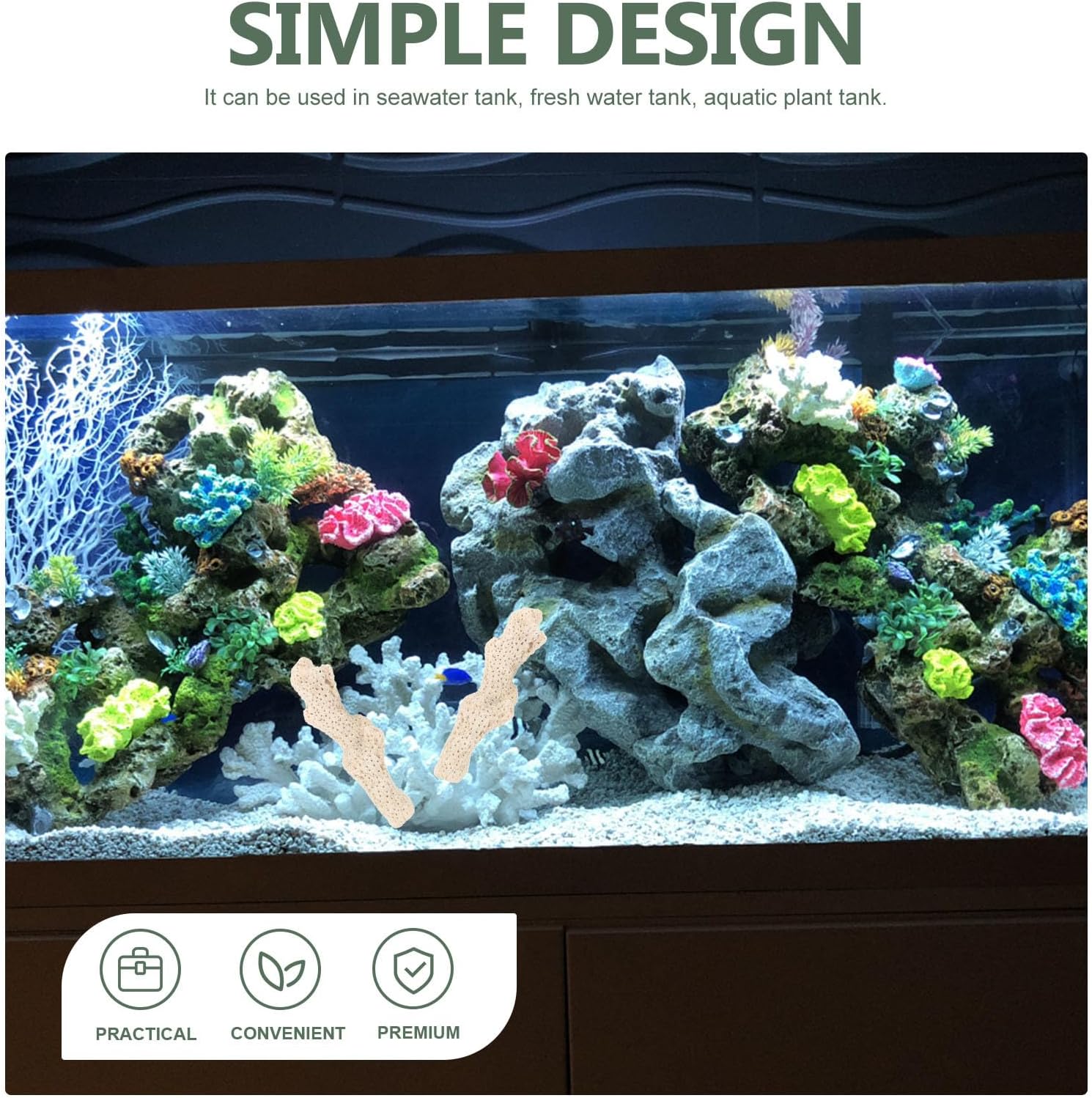 Toyvian Crushed Coral Fish Tank Aquarium Filter Media with Mesh Bag, Reusable Pond Filtration Media, Natural Coral Aquarium Substrate, Beige, 500g