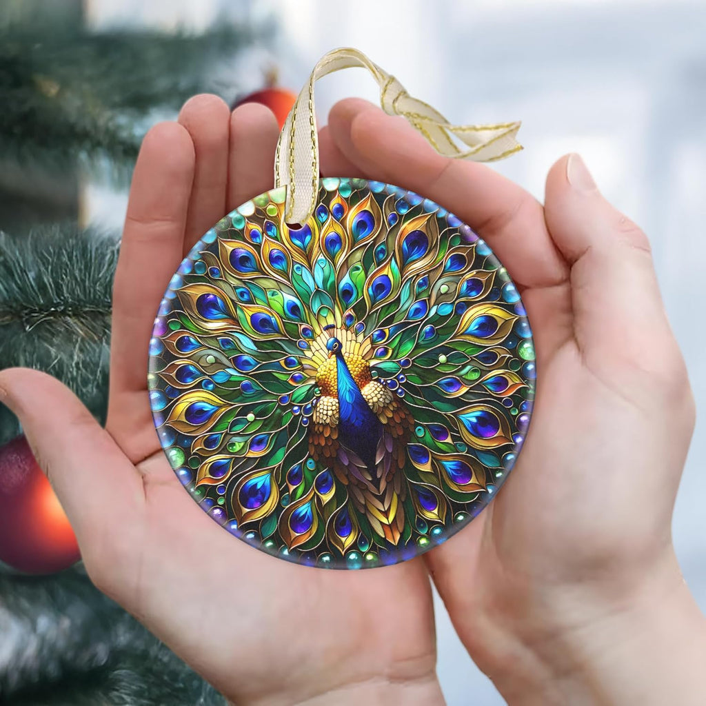 Peacock 2025 Christmas Ornament - Christmas Decoration, Round Ceramic Holiday Decor for Tree, Gift Idea & Exchange