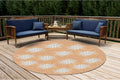 Liora Manne CARMEL Indoor/Outdoor Power Loomed Synthetic Blend Low Profile Area Rug - Transitional Coastal Turtle Decorative (Seaturtles Sand) (7'10" Round)